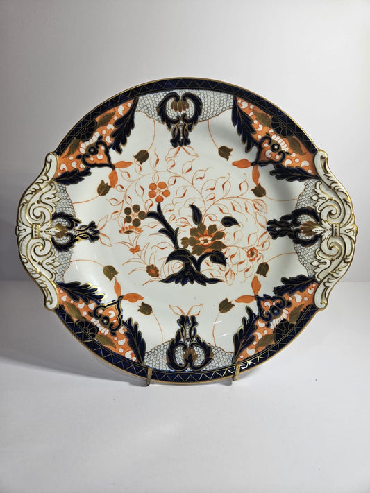 Antique Davenport Longport Staffordshire England Imari cake Plate circa 1875