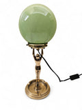 Art Deco DIANE Gold tone metal Table Lamp with ashtray feature and marbled round shade