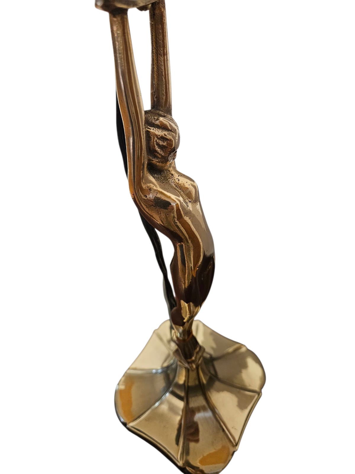 Art Deco 'Diane' copper and brass lamp with beehive shade circa 1930s