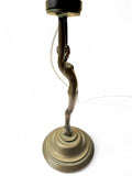 Art Deco 'Diane' bronze and brass lamp with stepped pink shade circa 1930s
