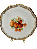 Set of 4 Victorian (1840-1900) plates with fruit design and gold trims