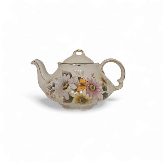 Vintage Ellgreave Wood And Sons Tea Pot Ironstone England Floral design