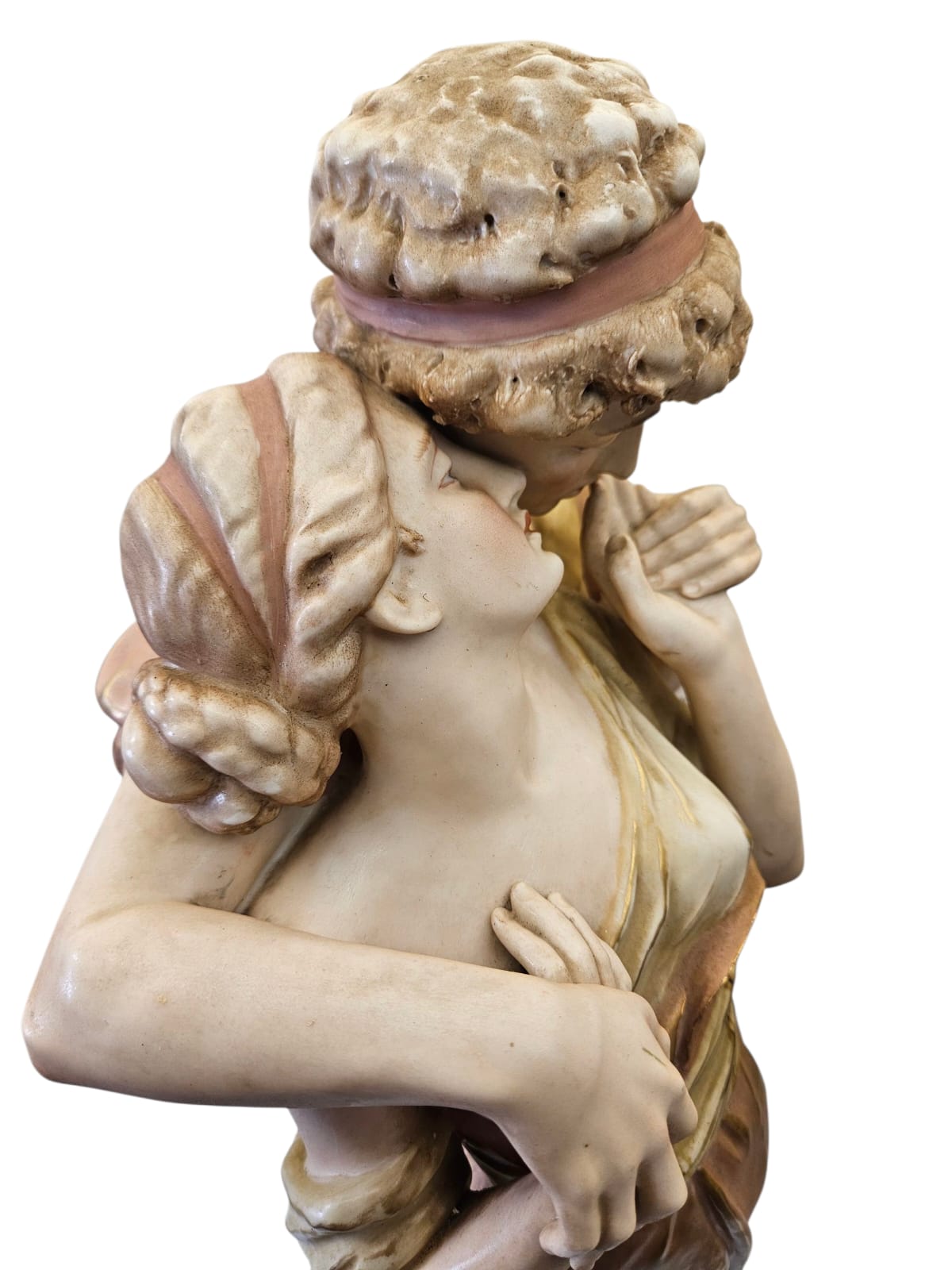 Large Antique ROYAL DUX Porcelain Statue Figural Group "Wedded Grecian Lovers"