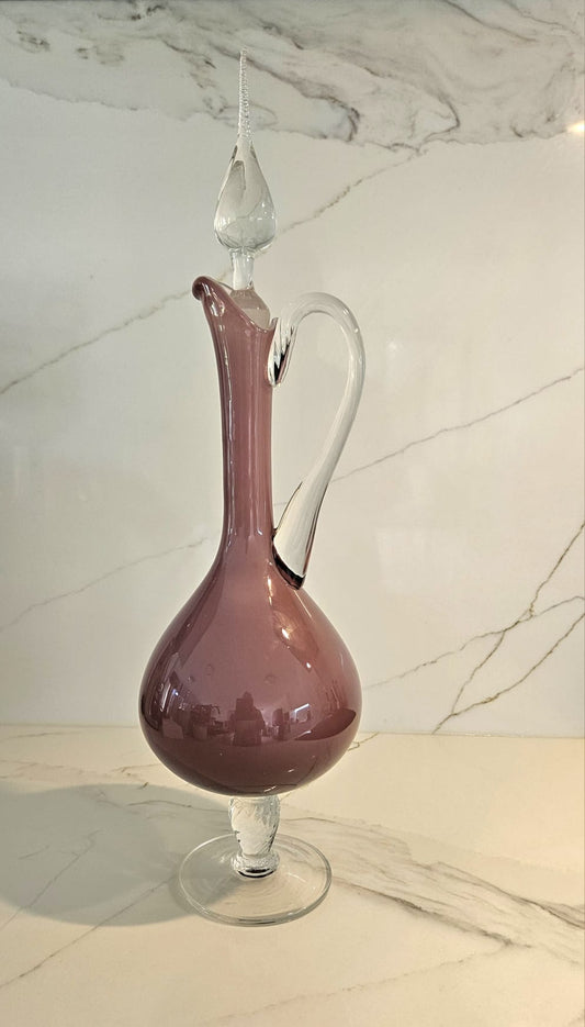 Mid Century Empoli Amethyst/cased Glass Pitcher Ewer