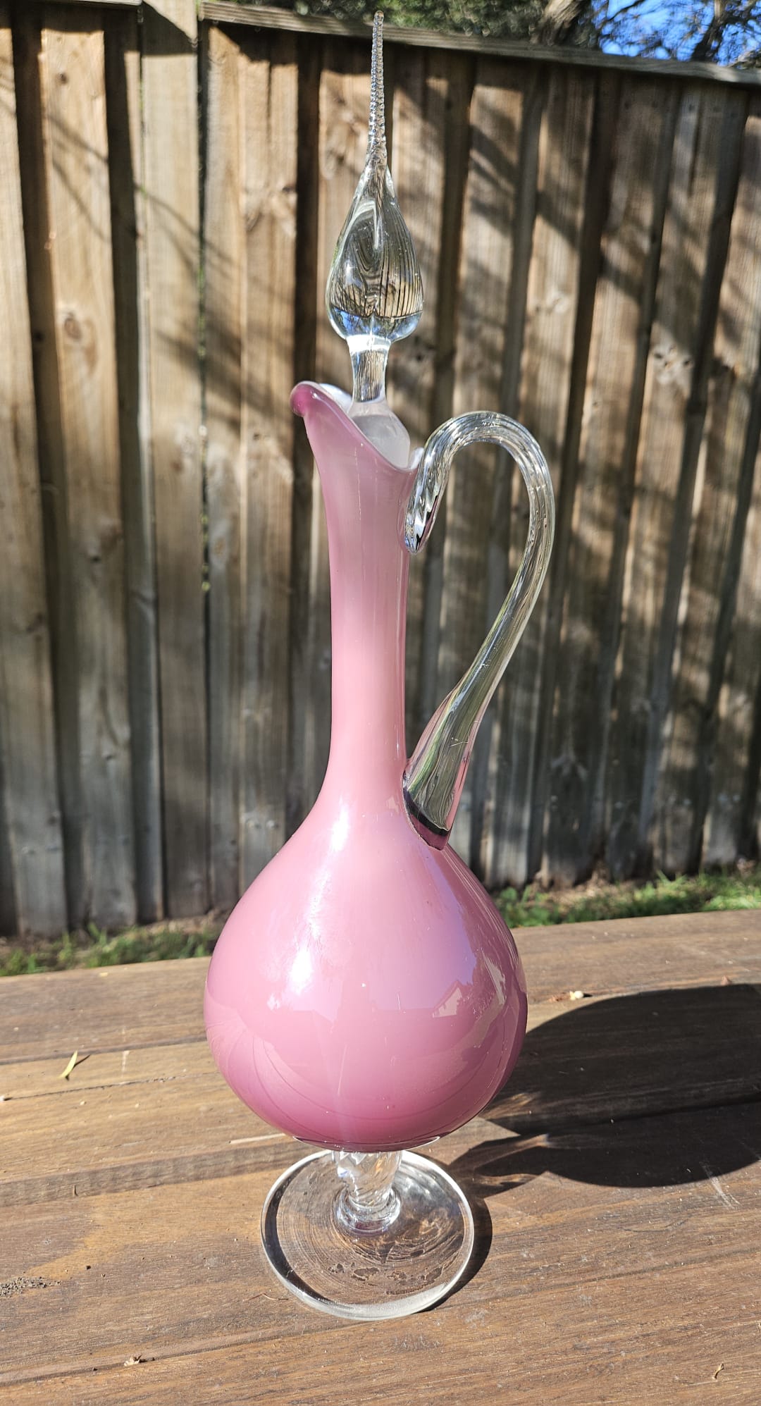 Mid Century Empoli Amethyst/cased Glass Pitcher Ewer