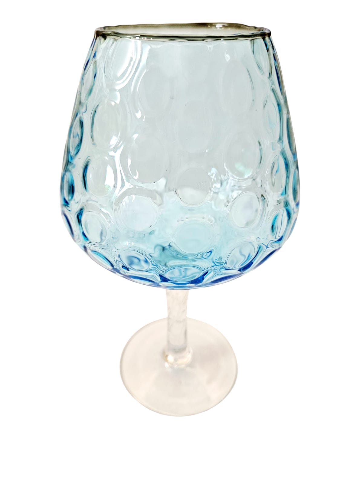 Vintage Empoli Aqua Blue Diamond Optic Art Glass Snifter Vase