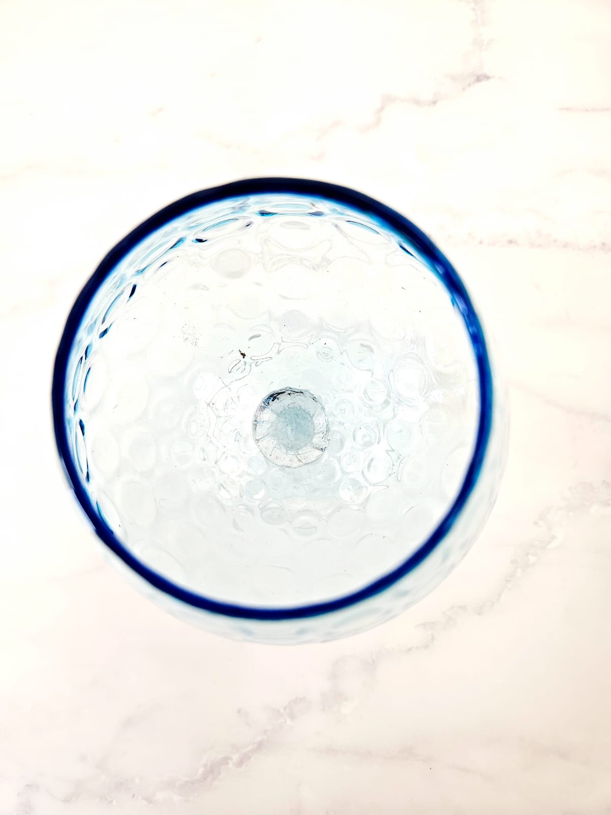 Vintage Empoli Aqua Blue Diamond Optic Art Glass Snifter Vase