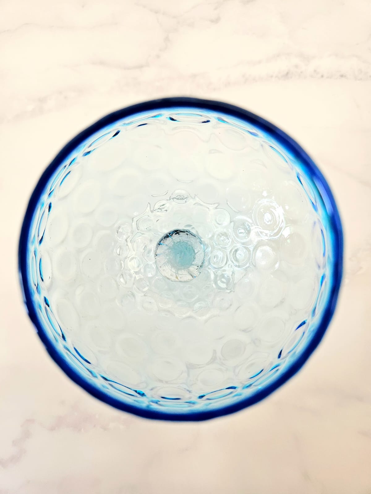 Vintage Empoli Aqua Blue Diamond Optic Art Glass Snifter Vase
