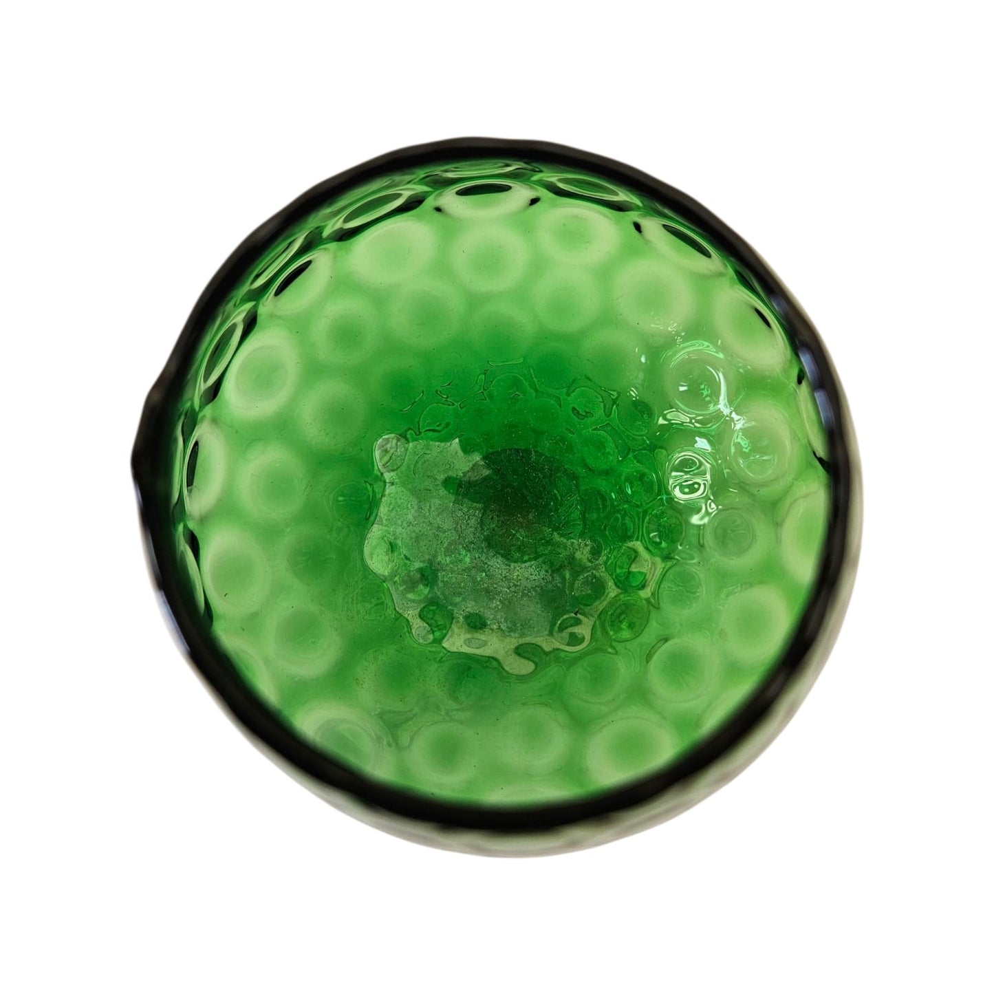 Vintage Empoli Emerald Green Diamond Optic Art Glass Snifter Vase