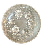 Etling France opalescent glass fruit bowl with rose design 30cm c.1930