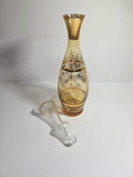 Vintage LAGUNA Murano Glass Amber & Gold Leaf decanter 6 glasses