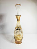 Vintage LAGUNA Murano Glass Amber & Gold Leaf decanter 6 glasses