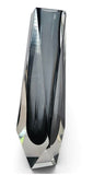 Flavio Poli Murano Grey Sommerso Faceted Diamond Vase 1970s