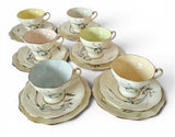 6 x EB Foley fine bone china Trios in the "Crocus Ixia" pattern #3955- 1950s