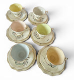 6 x EB Foley fine bone china Trios in the "Crocus Ixia" pattern #3955- 1950s