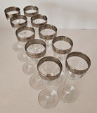 10 x Vintage Cristalleria Fratelli Fumo Shot Glasses with Twisted Stems