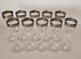 10 x Vintage Cristalleria Fratelli Fumo Shot Glasses with Twisted Stems