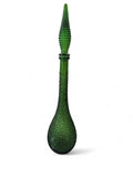 Vintage Genie Bottle Green Decanter MCM EMPOLI Art Glass DIAMOND POINT