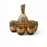 Vintage Italian Murano Glass Amber Gold Gilt Wine Set
