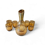 Vintage Italian Murano Glass Amber Gold Gilt Wine Set
