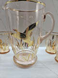 Fabulous Retro kitsch Pale pink and Gold Lemonade set with six glasses