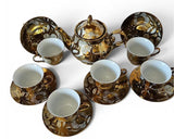 Vintage White & Metallic Gold 13pcs teaset 1970s