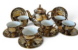 Vintage White & Metallic Gold 13pcs teaset 1970s