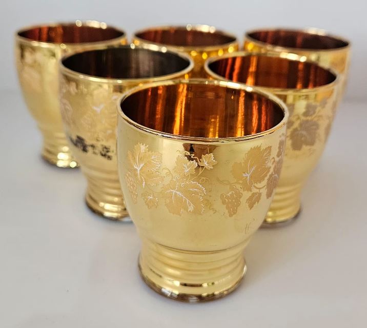 Vintage Gold Port Glasses with vines design 1950’s