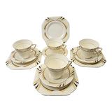 ABJ Grafton Bone China set of four trios, Merlin Pattern c1930s