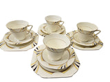 ABJ Grafton Bone China set of four trios, Merlin Pattern c1930s