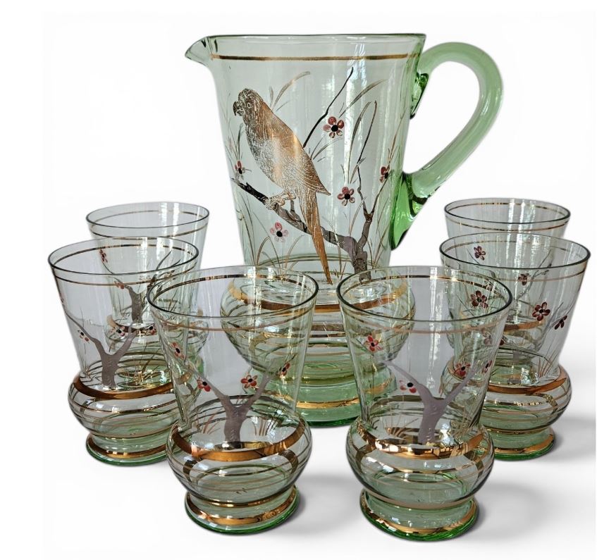 MCM Green and Gold Lemonade 6 x Glasses and Pitcher Set
