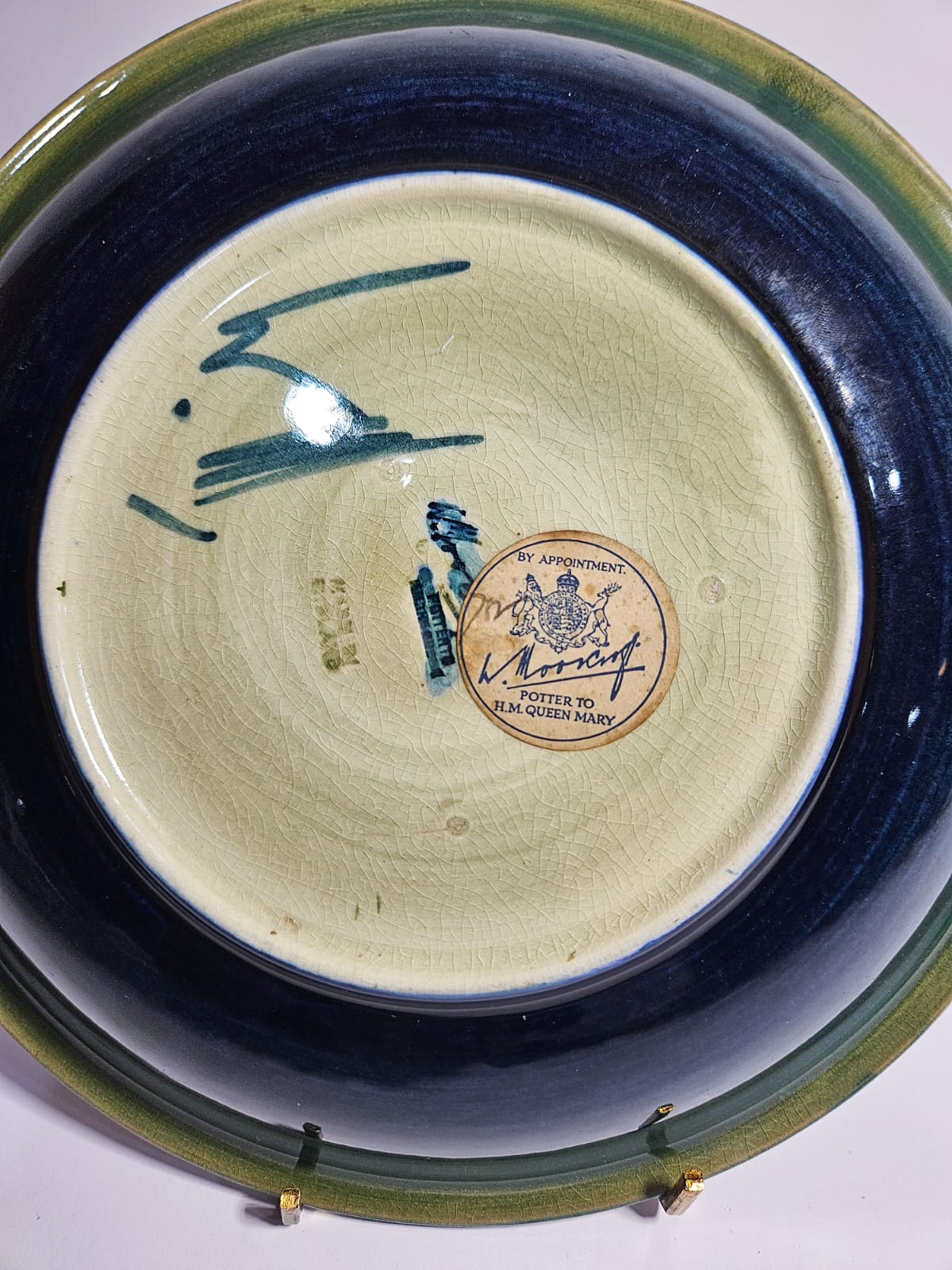 Walter Moorcroft Pottery Plate in the African Lily pattern circa 1955