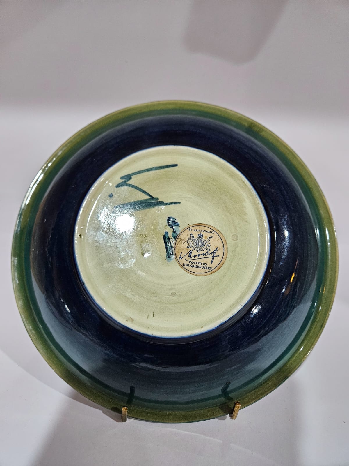 Walter Moorcroft Pottery Plate in the African Lily pattern circa 1955