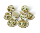 Vintage Hammersley Bone China 14pc Coffee Set Yellow Jonquils 1940s