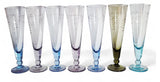 Vintage Harlequin Etched Parfait/Champagne Glasses. Set of 7