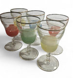 Vintage Sugar Frost Stemmed Glasses - Mid Century Barware Set of 6