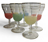 Vintage Sugar Frost Stemmed Glasses - Mid Century Barware Set of 6