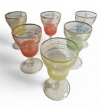 Vintage Sugar Frost Stemmed Glasses - Mid Century Barware Set of 6