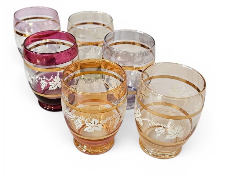 6 x Harlequin MCM Collectable Tumblers Grape Vine Gold Trim