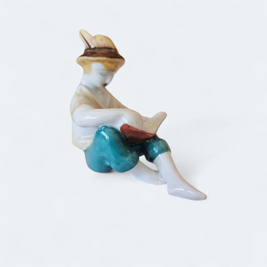 Little poet - Vintage Hollohaza Porcelain - Hand painted figurine from Hungary