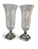 A pair of cut glass hurricane vases "Abacus" 31cm