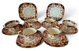 Royal Albert Crown China "Devon Black" Imari #3961 Trio and Duo c1920s
