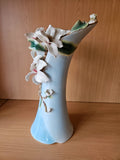 Art Nouveau inspired Tall Porcelain Vase with Water Lilies and bees