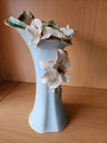 Art Nouveau inspired Tall Porcelain Vase with Water Lilies and bees