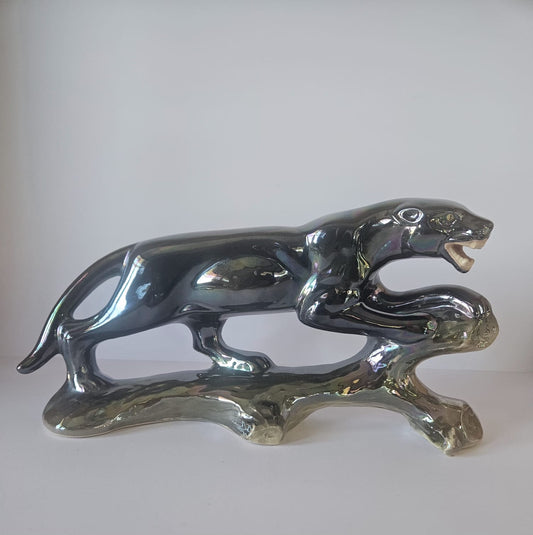 JEMA HOLLAND Panther no. 780, Kitsch Lustreware ceramic 1960's Panther Figure