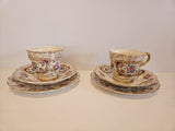 2 x Vintage James Kent"Pompadour" Cup, Saucer and Plate Trio
