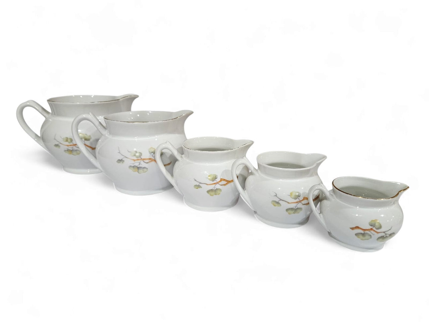 RARE! Vintage Art Deco Kookaburra Bone China set of 5 graduated Jugs - Keh Scherzer Bavaria 1930's