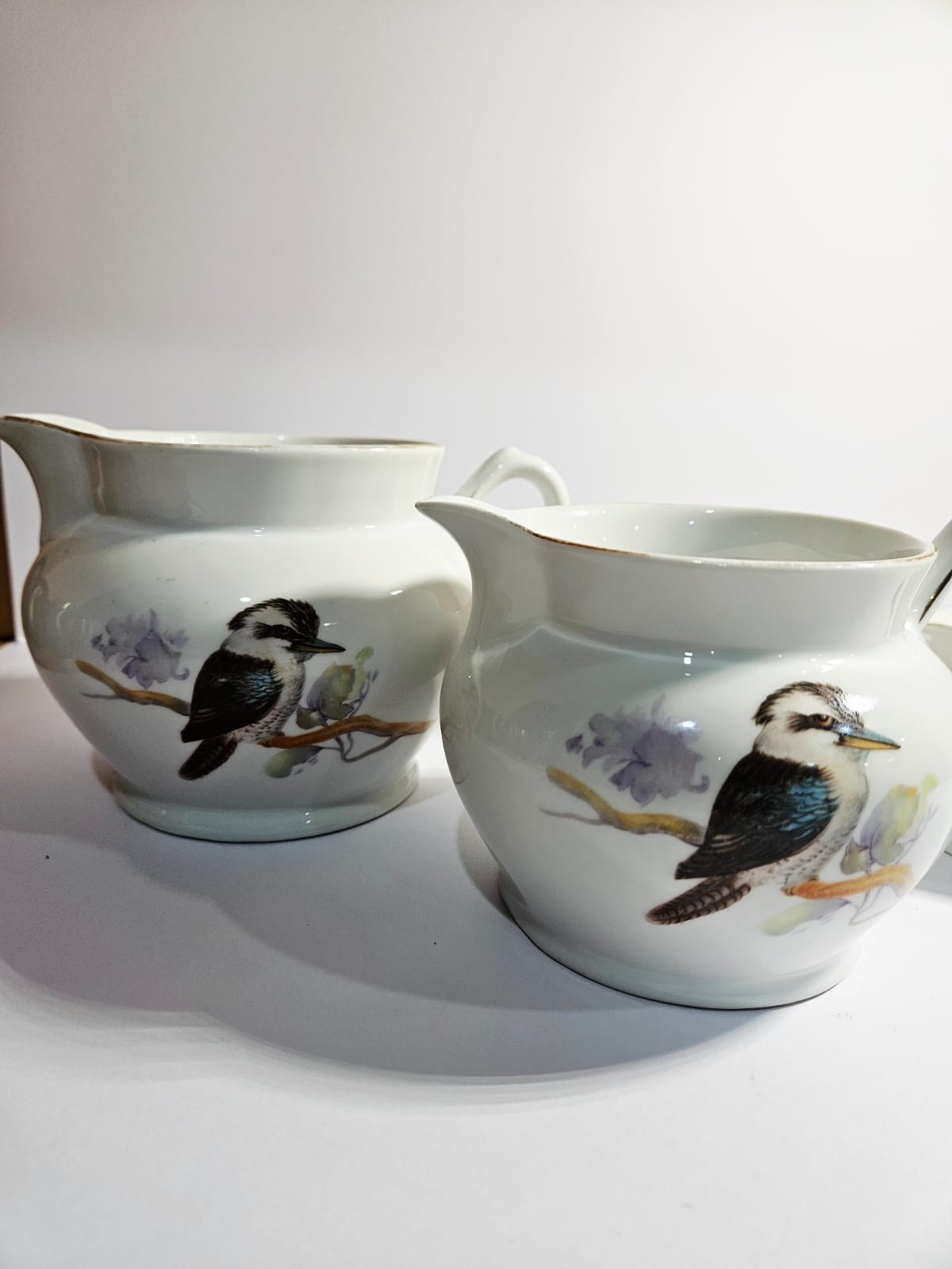 RARE! Vintage Art Deco Kookaburra Bone China set of 5 graduated Jugs - Keh Scherzer Bavaria 1930's