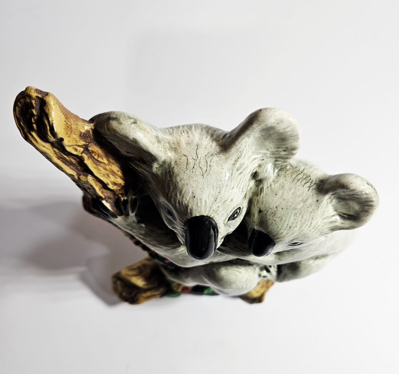 Koala & Joey on a branch Australian Pottery signed JH - Rare