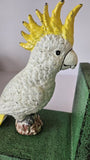 Pair of Cast Iron Cockatoo Bird Bookends Retro Green Base